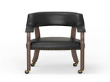 Gorman Dining and Game Chair in Walnut with Black Faux Leather B050P412222