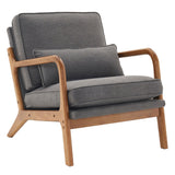 Oak Armrest Oak Upholstered Single Lounge Chair Indoor Lounge Chair Dark Grey 17272557