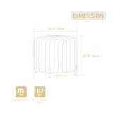 22.05"Wide Upholstered Round Pouf Ottoman Foot Rest with Black Metal Legs,Faux Fur Footstool for W3098P272528