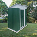 ZUN 5X3 Feet Small Mini Outdoor Storage Sheds Pent Roof Green With Aluminum Alloy Frame And Sliding Door W2794P192896