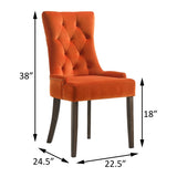 Orange and Weathered Oak Tufted Back Side Chairs B062P182744