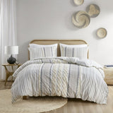 King/Cal King Cotton Printed Duvet Cover Set with Chenille B03596528