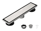 12 Inch Linear Shower Drain with 2-in-1 Flat & Tile Insert Removable Cover, 304 Stainless Steel with 73176430