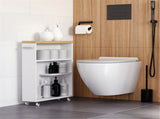 White Slim Rolling Bathroom Cabinet 66211425