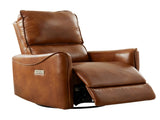 BROWN COLOR AIR LEATHER ELECTRIC RECLINER CHAIR WITH ROCKER AND SWIVEL B2766P488714