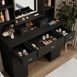 ZUN The Black dressing table with LED mirror is equipped with a hair dryer rack, and the dressing tables W1320P186715