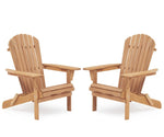 ZUN Wooden Outdoor Folding Adirondack Chair Set of 2 Wood Lounge Patio Chair for Garden,Garden, Lawn, W139058473