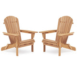 Wooden Outdoor Folding Adirondack Chair Set of 2 Wood Lounge Patio Chair for Garden,Garden, Lawn, W139058473