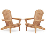 Wood Patio Chair for Garden Outdoor Wooden Folding Adirondack Chair Set of 2 Solid Cedar Wood 15820906