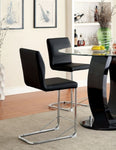 ZUN Modern Elegance Black Color Leatherette 2pcs Counter Height Dining Chairs Chrome Metal Legs Dining B011P178973