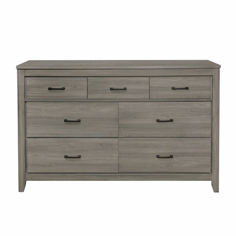 ZUN Dark Gray Finish Transitional Look 1pc Dresser of 7 Drawers Industrial Rustic Modern Style Bedroom B011101877