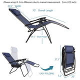 ZUN Infinity Zero Gravity Chair Pack 2, Outdoor Lounge Patio Chairs with Pillow and Utility Tray 15690452