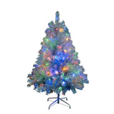 4FT Sliver Pre-Lit Artificial Christmas Tree, Hinged Full Tree with Metal Stand, 400 Branch Tips, 97863431
