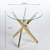 ZUN Golden Dining Table with cross metal leg and glass,Modern Space Saving Kitchen Table for Living W234P242550