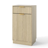 10-Gallon Woodgrain Tilt-Out Trash Can Cabinet with Wave-Textured Drawer & Pull-Out Bin 42935514