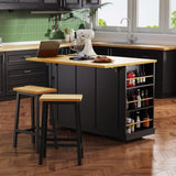 K&K 53inch Large Island with Drop Leaf, Power Outlet, Door Internal Storage Rack, Rolling N707P185531B