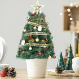 ZUN 20 in Pre-lit Artificial Mini Christmas Tree, Tabletop Small Xmas Pine Tree with Ornaments and 30 49671594