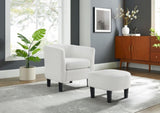 Modern Accent Chair,Upholstered Arm Chair Corduroy Single Sofa Chair with Ottoman Foot Rest Comfy W2582P179913