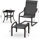 ZUN Outdoor Patio Bistro Set of 5, C Spring Motion Chair, All-Weather Conversation Armchair with Ottoman W1859113282