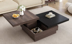 ZUN U-Can Rotatable Top Coffee Table, Modern Square Coffee Table with Wood Grain N724P195145B