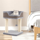 2-Level Cat Furniture - Engaging Bell Pompom Toys, Sisal Plush Engineered Wood Build, Ideal 44581412