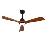 Hot sales 52 Inch Modern Black Ceiling Fan With Light 3 Solid Wood Blades Remote Control Reversible W2991P338635