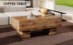 ZUN This modern rectangular coffee table features a stylish wood color, making it an ideal addition to W1151P168335