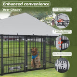 Large Dog Kennel Outdoor Pet Pens Dogs Run Enclosure Animal Hutch Metal Coop Fence with Roof Cover. W1820P318708