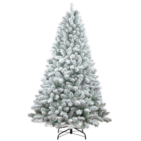 Artificial 5ft Flocked Christmas Tree with 600 PVC Branch Tips, Pine cone*27pcs, memory wireiron 67157534