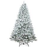 Artificial 6ft Flocked Christmas Tree with 888 PVC Branch Tips, Pine cone*36pcs, memory wireiron 26187002