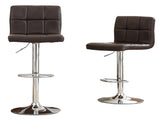 Swivel Faux Leather Adjustable Hydraulic Bar Stool, Set of 2, Brown T2574P164840