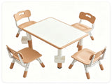 Height Adjustable Kids Desk and 4 Chairs Set, Graffiti Wipeable Tabletop Toddler Activity Table with 54431385