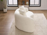 LY-042 S-Curved Chenille Sectional Sofa Dual-Depth , White, No Assembly, Compact for W2231P329713