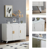 ZUN Sideboard Buffet cabinet with 3 doors and removable shelves, for living room, dining room, ivory W1705P179819