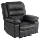 ZUN Breathable Leather Massage Recliner Chair, Manual Living Room Reclining Sofa W1692128249