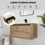 36 Inch Wall Mounted Bathroom Vanity With Gel Sink W99990145