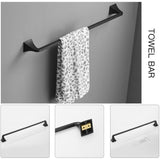 ZUN 4-Piece Matte Black Bathroom Set Towel Ring, Toilet Paper Holder, Towel Hook, and 24" Towel Bar W1920P202378