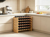 Bamboo 48 Bottle Stackable Modular Wine Rack, 6-Tier Wood Storage Rack, Floor Freestanding Wines 82487185
