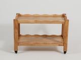 Solid Rubberwood Rolling Side Table, 2-Tier with Lockable Wheels & Removable Tray, Sturdy Durable W3040P455688