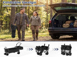 Foldable Utility Wagon,Adjustable Handle Outdoor Wagon, Puncture-Proof Wheels with Brakes, Removable 21094050