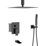 Shower System with Waterfall Tub Spout,16 Inch Ceiling Mount Square Shower System with Rough-in W124381949