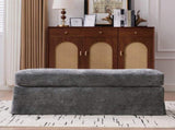 46" Wide Modern Upholstered Chenille Ottoman, Foot Stool Square Footrest with Black Metal Legs for W3098P356196