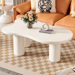 ZUN ON-TREND 44'' x 25.9'' Easy Assembly Cloud Coffee Table with 1.5'' Thick Tabletop, Cream Style N721P190395K