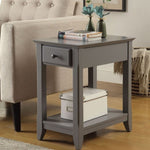 ZUN Grey Accent Table with Bottom Shelf B062P209060