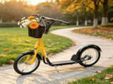 Orange 16" Inflatable Youth Scooter Kick Scooter with Adjustable Handlebars, Double Brakes, Front 45851904