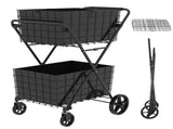 Extra Jumbo Shopping Cart,2 Layers Grocery Cart on Wheels, Foldable Utility Shopping Carts with W1961P290528