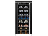 Room-saving 10-Layers 9 Lattices Non-woven Fabric Shoe Rack Black 48805228