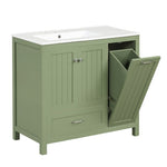 ZUN 36" Bathroom Vanity with Sink, One Cabinet with Two doors and One Big Drawer and One Flip Drawer, 04654643