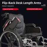 Folding Manual Transport Wheelchair, 18" Seat With Front and Rear Locking Hand Brakes, 24" Quick W3121P296753