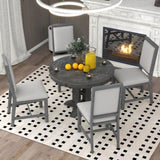5-Piece Set Extendable Round Table and 4 Upholstered Chairs Farmhouse Set for Kitchen, 70221915
